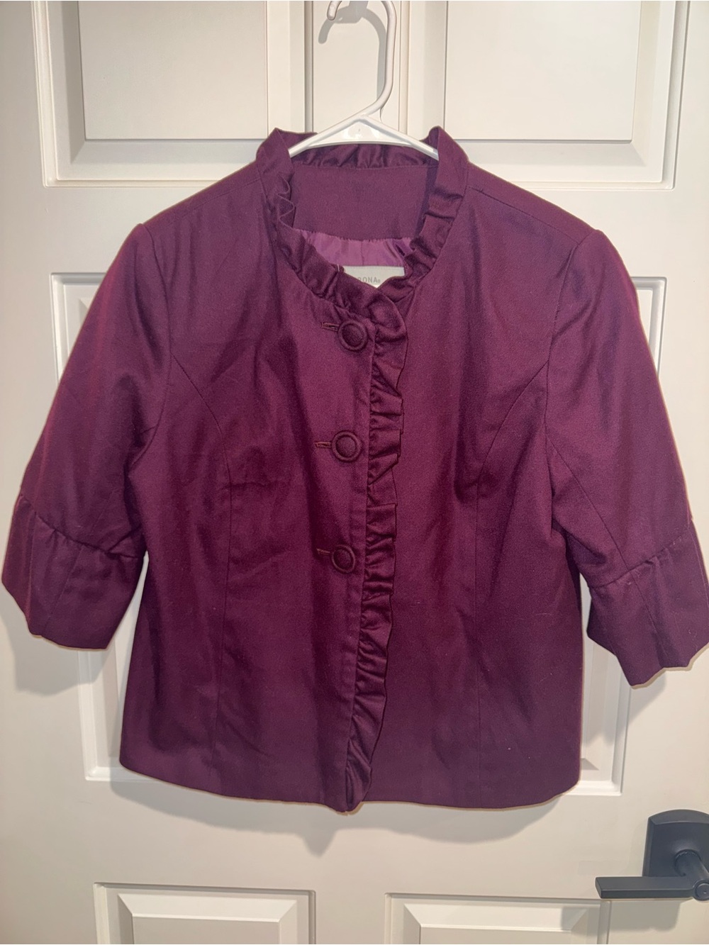 Merona Plum Ruffled Front Blazer